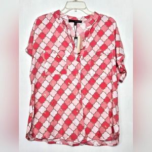 NWT Harve Bernard Shine top pink pattern top size XL